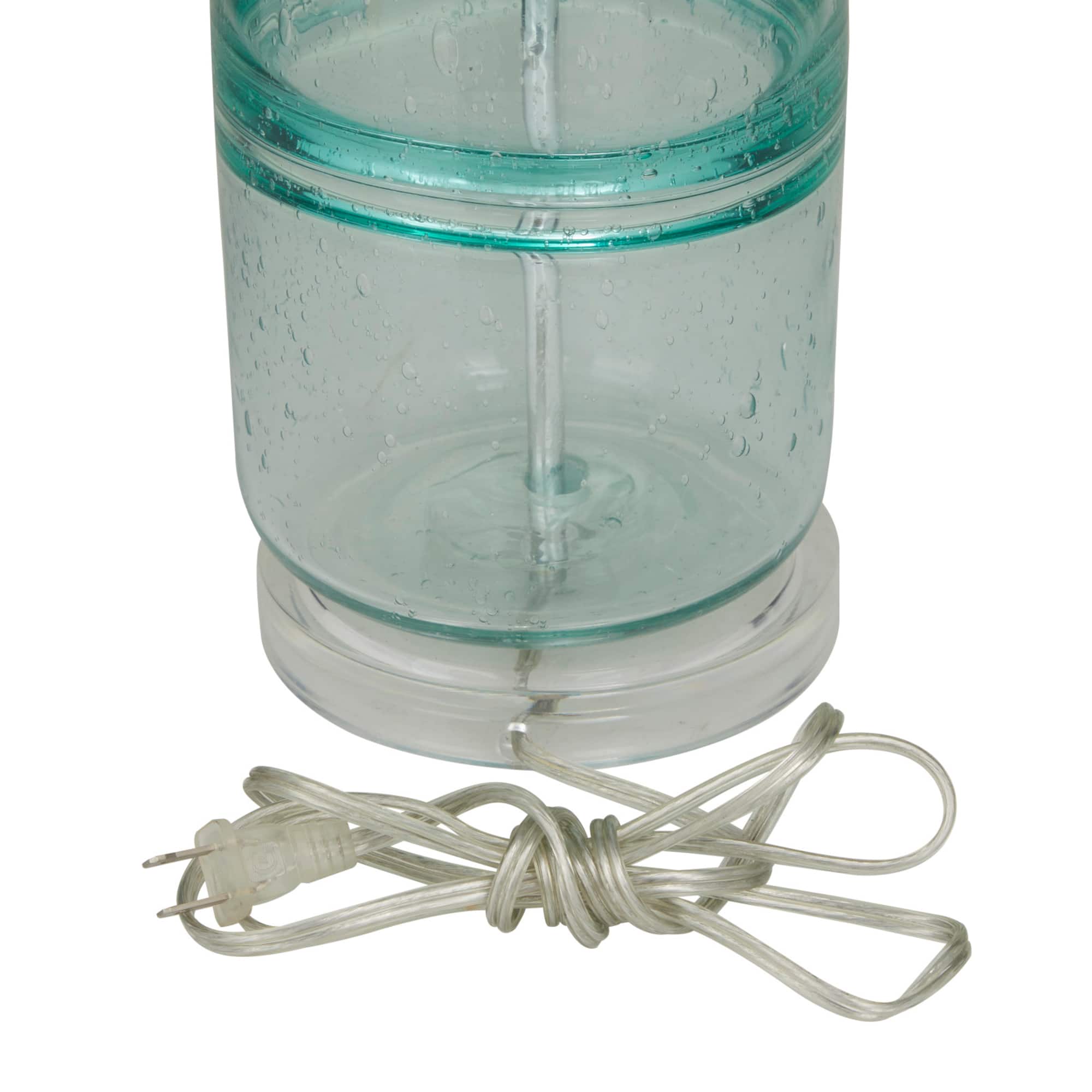 Teal Glass Table Lamp Set of 2 16", 25"